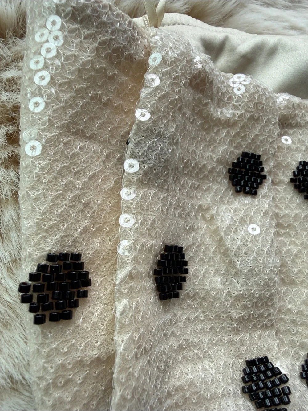 Zara Kids Sequin Polka Dot Headband in Cream and Black